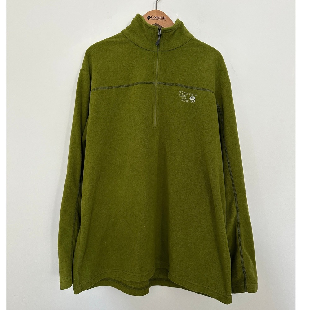 Mountain Hardwear Mens XXL 1/4 Zip Fleece Pullover Olive Green OM4050 Gorpcore